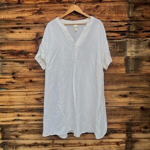 H&M | White V-Neck Linen Blend Dress XXL